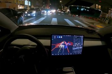 Tesla Full Self-Driving ночью