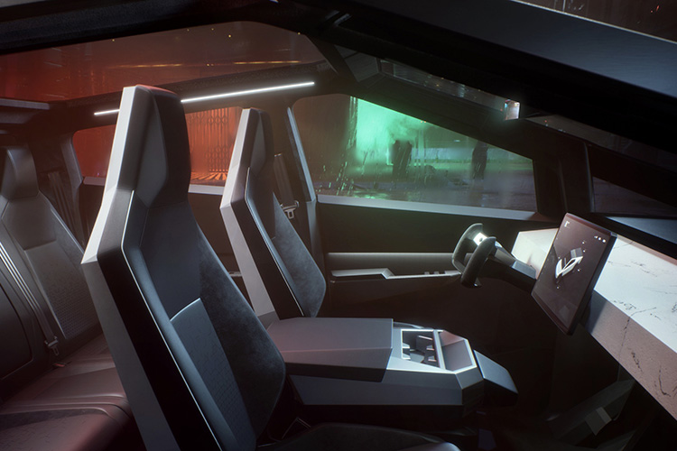 Tesla Cybertruck интерьер руль-штурвал