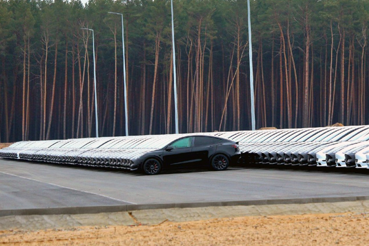 Tesla Model Y ряды на площадке