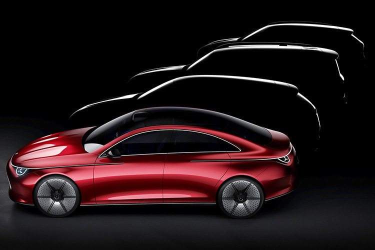 Mercedes Concept CLA Class на фоне других будущих моделей нового семейства