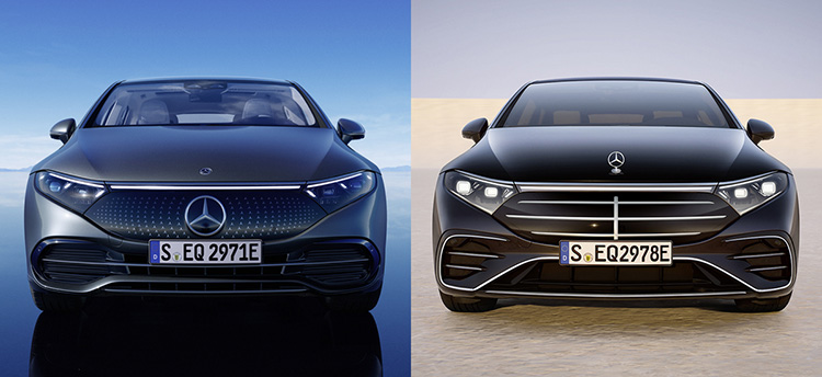 Mercedes-Benz EQS Слева — было, справа — стало