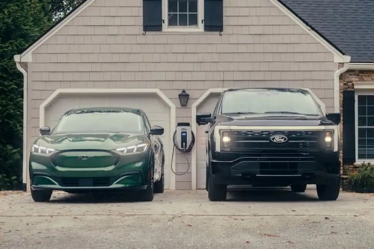 Ford Mustang Mach-E (left) and F-150 Lightning